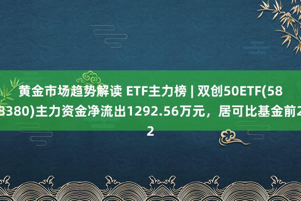 黄金市场趋势解读 ETF主力榜 | 双创50ETF(588380)主力资金净流出1292.56万元，居可比基金前2