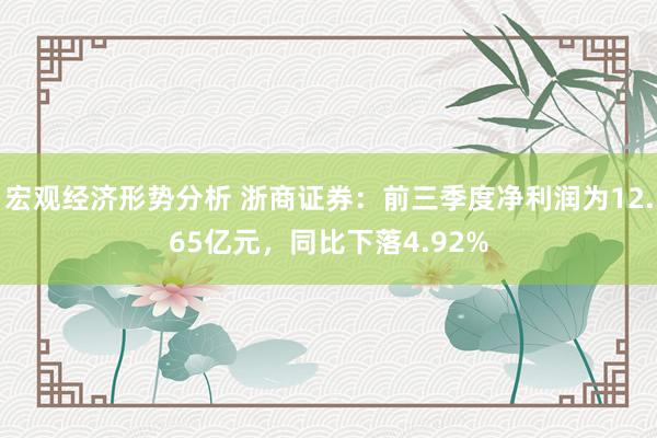 宏观经济形势分析 浙商证券：前三季度净利润为12.65亿元，同比下落4.92%