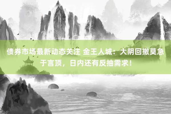 债券市场最新动态关注 金王人城：大阴回撤莫急于言顶，日内还有反抽需求！