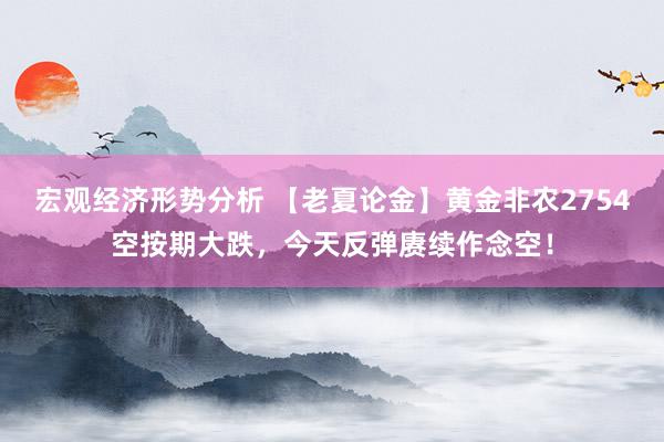 宏观经济形势分析 【老夏论金】黄金非农2754空按期大跌，今天反弹赓续作念空！