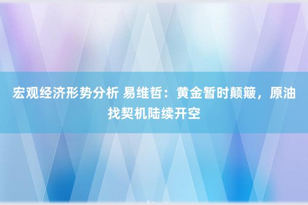 宏观经济形势分析 易维哲：黄金暂时颠簸，原油找契机陆续开空