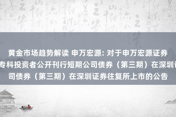 黄金市场趋势解读 申万宏源: 对于申万宏源证券有限公司2024年面向专科投资者公开刊行短期公司债券（第三期）在深圳证券往复所上市的公告