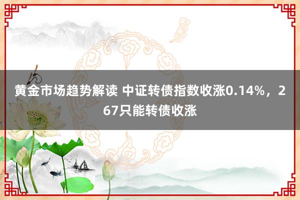 黄金市场趋势解读 中证转债指数收涨0.14%，267只能转债收涨