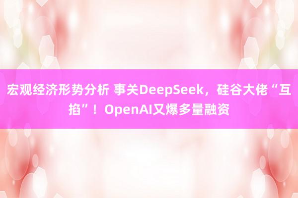 宏观经济形势分析 事关DeepSeek，硅谷大佬“互掐”！OpenAI又爆多量融资