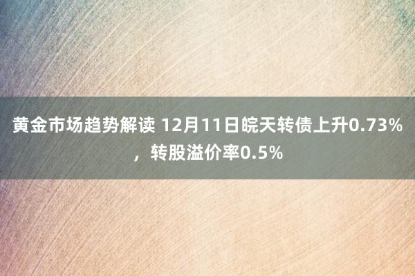 黄金市场趋势解读 12月11日皖天转债上升0.73%，转股溢价率0.5%