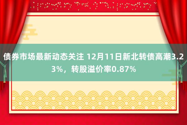 债券市场最新动态关注 12月11日新北转债高潮3.23%，转股溢价率0.87%