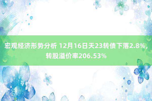 宏观经济形势分析 12月16日天23转债下落2.8%，转股溢价率206.53%