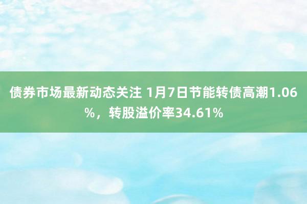 债券市场最新动态关注 1月7日节能转债高潮1.06%，转股溢价率34.61%