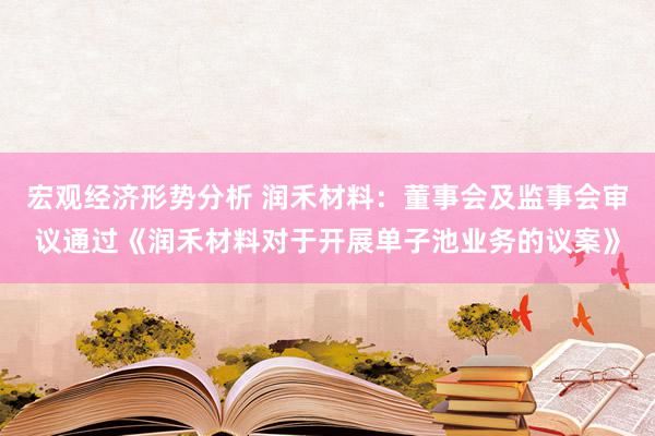 宏观经济形势分析 润禾材料：董事会及监事会审议通过《润禾材料对于开展单子池业务的议案》