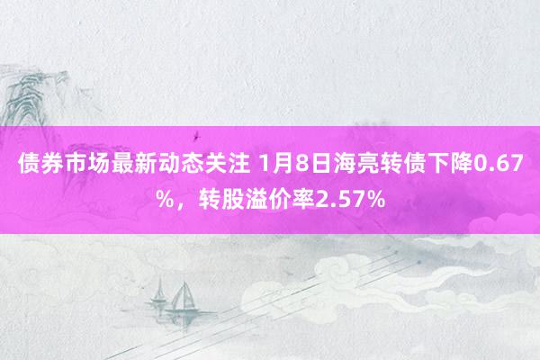 债券市场最新动态关注 1月8日海亮转债下降0.67%，转股溢价率2.57%