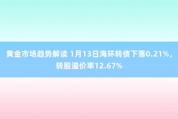 黄金市场趋势解读 1月13日海环转债下落0.21%，转股溢价率12.67%